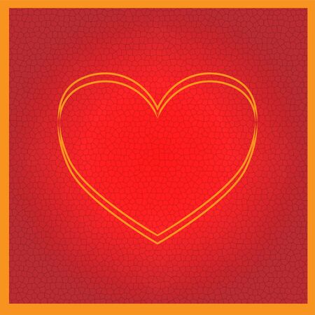 Yellow heart for your design on a red backgroundの写真素材
