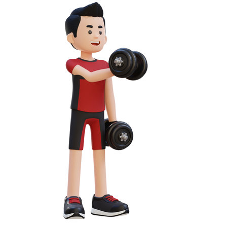 3D Sportsman Character Performing Dumbbell Chest Flyの写真素材