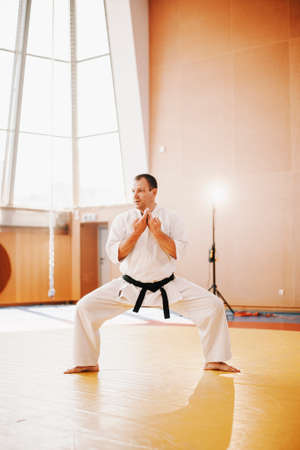 Senior karate master on tatamiの写真素材