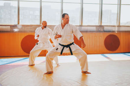 Two senior mans in kimono on tatamiの写真素材
