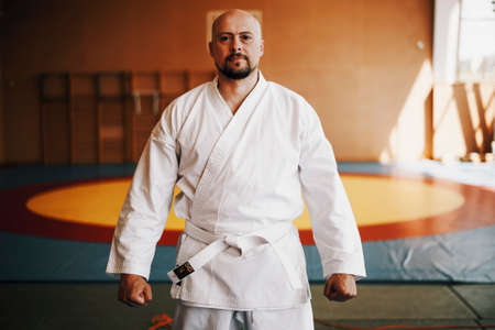 Though bald and bearded man in kimonoの写真素材