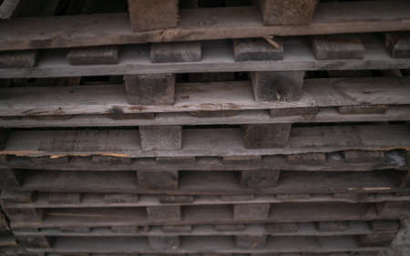 Stacks of wooden shipping cargo pallet stackの写真素材