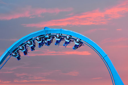Orlando, Florida. September 29, 2018. Terrific Manta Ray Rollercoaster at Seaworld Marine Theme...