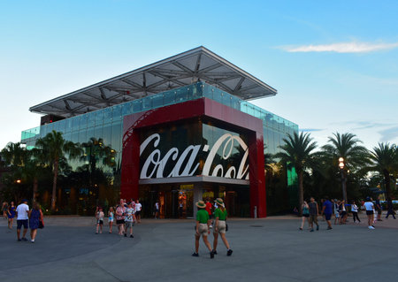 Orlando, Florida; August 29, 2018 Coca Cola Store in Lake Buena Vista, on blue sky backround