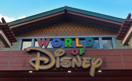 Orlando, Florida ; August 19, 2018 Disney store sign at Marketplace in Lake Buena Vista.のeditorial素材
