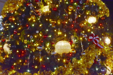 Orlando, Florida. November 20, 2018. Portion of illuminated and decorated Christmas Tree in Lake Buena Vista area.のeditorial素材