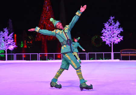 Orlando, Florida. November 17, 2018. Nice Elf skating on ice at Chritsmas Show in International...