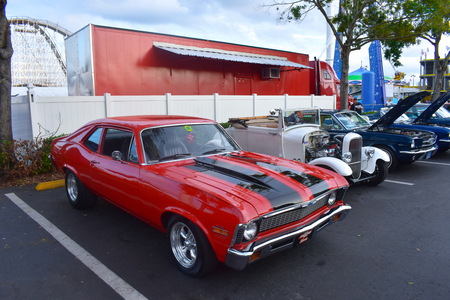 Orlando, Florida. November 02, 2018. Vintange Cars exhibition in Saturday Nite Classic Car Show and Cruise at Old Town Kissimmeのeditorial素材