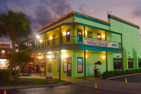 Orlando, Florida. November, 2018. Colorful Sport Bar with valet parking at Old Town Kissimmee.のeditorial素材