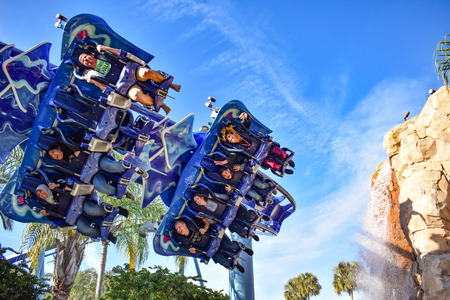 Orlando, Florida. December 19, 2018. Amazing view of Manta Ray Rollercoaster at Seaworld Theme Park.at Seaworld in International Drive area (4)のeditorial素材