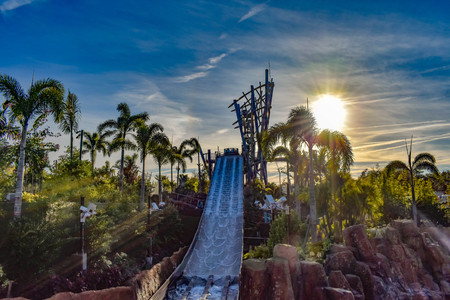 Orlando, Florida. December 19, 2018. Panoramic view of Infinity Falls at Seaworld in International Drive area (8)のeditorial素材