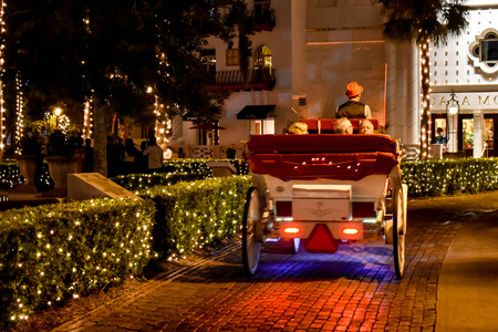 St. Augustine, Florida. January 26, 2019. Colorful carriage ride at Old Town in Floridas Historic Coast.のeditorial素材