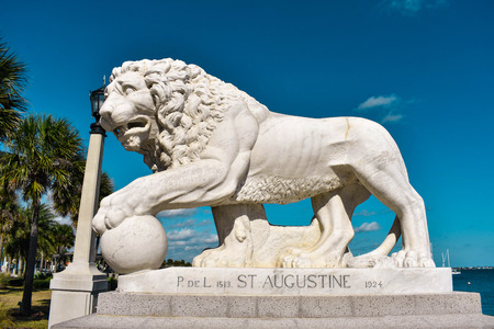 St. Augustine, Florida. January 26, 2019. Lion on Bridge of Lions built in 1924 at Old Town in Floridas Historic Coastのeditorial素材