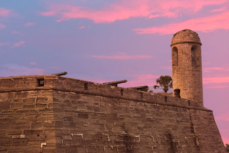 St. Augustine, Florida. January 26, 2019. Side view of St. Mark's Castle at Old Town in Floridas...
