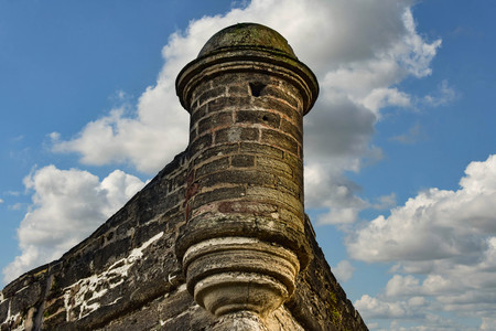 St. Augustine, Florida. January 26, 2019. Top view of San Marcos Castle at Old Town in Floridas Historic Coast.のeditorial素材