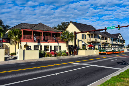 St. Augustine, Florida. January 26, 2019. Trolley Tour at Old Town area in Floridas Historic Coast.