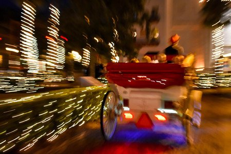 St. Augustine, Florida. January 26, 2019. Unfocused photo of colorful carriage ride at Old Town in Floridas Historic Coast.のeditorial素材