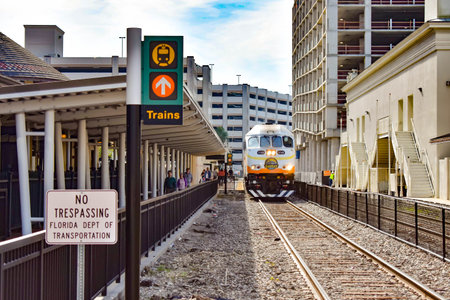Orlando, Florida . December 24, 2018. Train on Church Street Station in Orlando Downtown area.