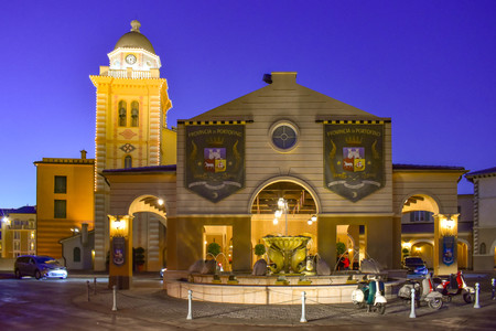 Orlando, Florida. January 05, 2019. Portofino Hotel is Italian style builiding at Universal Studios area (1)のeditorial素材