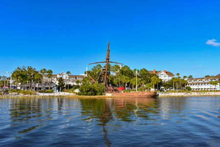 Orlando, Florida. February 09, 2019 Partial view of Pirate Ship and Village Hotel at Lake Buena Vista area (1)のeditorial素材