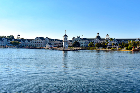 Orlando, Florida. February 09, 2019 Panoramic view of lighthouse and Village Hotel at Lake Buena Vista area (1)のeditorial素材
