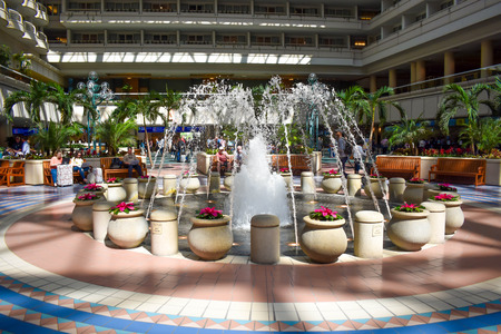 Orlando, Florida. March 01, 2019. Fountain close to Hyatt Regency Orlando International Airport.のeditorial素材