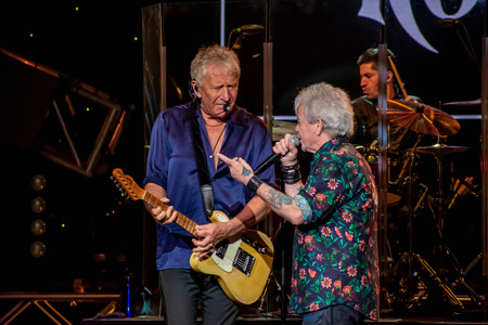 Orlando, Florida. March 26, 2019. Graham Rusell and Russell Hitchcock from Air Supply, singing beautiful melody at Epcot in Walt Disney World (2)のeditorial素材