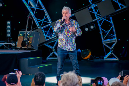 Orlando, Florida. March 26, 2019. Russell Hitchcock from air supply, singing beautiful melody at Epcot in Walt Disney World (4)のeditorial素材