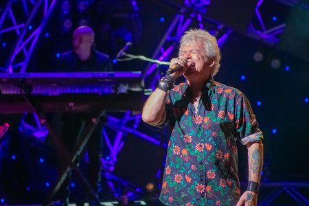 Orlando, Florida. March 26, 2019. Russell Hitchcock from Air Supply, singing beautiful melody at Epcot in Walt Disney World (19)のeditorial素材