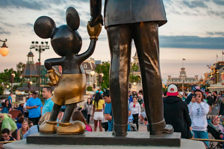 Orlando, Florida. April 03, 2019. Back view of Partners (Walt Disney and Mickey Mouse statues) at Magic Kingdom.のeditorial素材