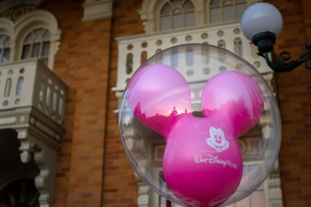 Orlando, Florida. April 02, 2019. Magenta Mickey Mouse balloon in Magic Kingdom at Walt Disney World (1)のeditorial素材