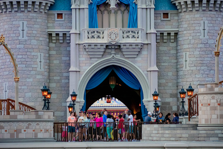 Orlando, Florida. April 02, 2019. People of different nationalities on the terrace of Cinderella's Castle at Walt Disney World.のeditorial素材