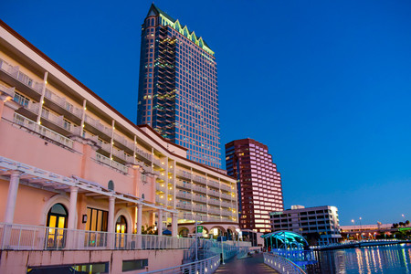 Tampa Bay, Florida. January 19, 2019 Water Taxi in Hillsborough River at downtown area (3)のeditorial素材