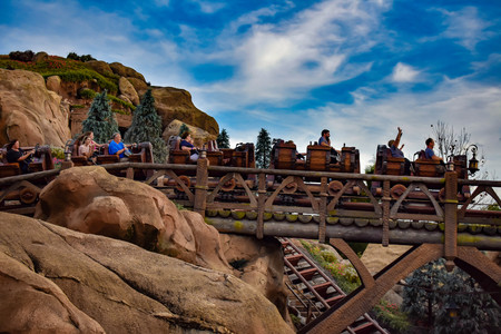 Orlando, Florida. April 02, 2019. People enjoying Seven dwarf mine train in Magic Kingdom at Walt Disney World.のeditorial素材