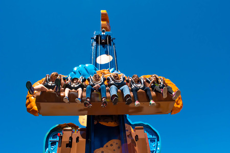 Orlando, Florida. April 20, 2019. Orlando, Florida. April 20, 2019. People enjoying funny attraction in Sesame Street area at Seaworld in International Drive areaのeditorial素材