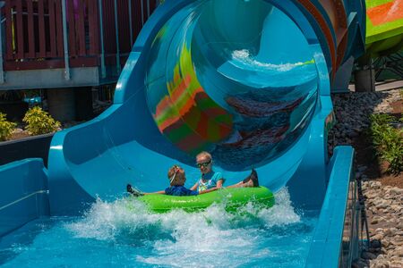 Orlando, Florida. May 20, 2019. People having fun Karakare curl at Aquatica in International Drive area (38)のeditorial素材
