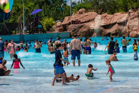 Orlando, Florida. May 20, 2019. People enjoying hot day in Aquatica in International Drive area (61)のeditorial素材