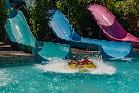 Orlando, Florida. May 20, 2019. People enjoying Omaka Rocka water attraction at Aquatica in International Drive area (3)のeditorial素材