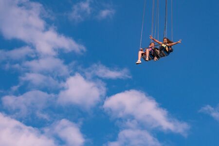 Orlando, Florida. May 16, 2019. People enjoying Orlando Star Flyer. It is the? World? S tallest swing ride standing at 450 feet. in International Drive area (4)のeditorial素材