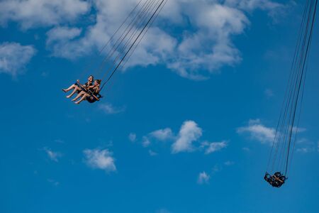 Orlando, Florida. May 16, 2019. People enjoying Orlando Star Flyer. It is the? World? S tallest swing ride standing at 450 feet. in International Drive area (18)のeditorial素材