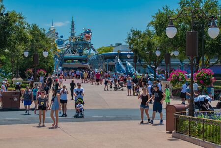 Orlando, Florida. May 16, 2019. Partial view of Tomorrowland in Magic Kingdom at Walt Disney World area.のeditorial素材
