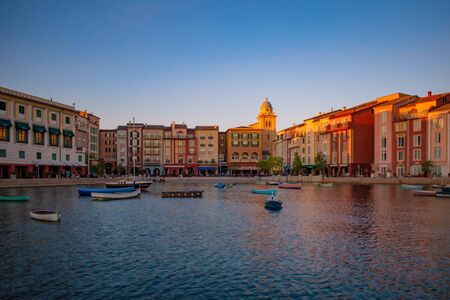 Orlando, Florida. May 21, 2019. Panoramic view of Portofino Bay Hotel, all the charm of Italy in Universal Studios area (10)のeditorial素材