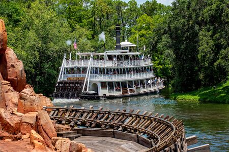 Orlando, Florida. May 10, 2019. Beautiful view of Liberty Square River Boat in Magic Kingdom at Walt Disney World (1)のeditorial素材
