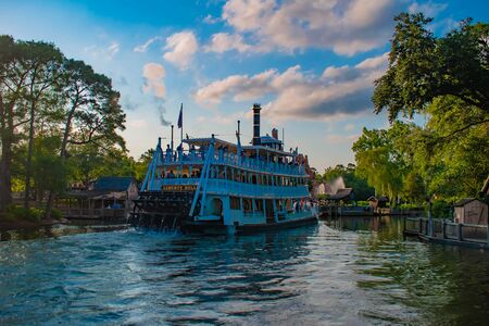 Orlando, Florida. May 10, 2019. Beautiful view of Liberty Square River Boat in Magic Kingdom at Walt Disney World (2)のeditorial素材
