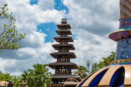 Orlando, Florida. May 10, 2019. Top view of Walt Disney's Enchanted Tiki Room in Magic Kingdom. (2)