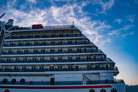 Tampa Bay, Florida. April 28, 2019. Partial view of Carnival Miracle on Cruise Terminal 3 at Port (3)のeditorial素材