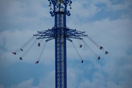 Orlando, Florida. July 05, 2019 People enjoying Sky Flyer attraction in International Drive area 1のeditorial素材