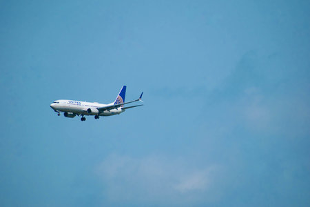 Orlando, Florida. July 09, 2019 United Airlines arriving at Orlando International Airport 3
