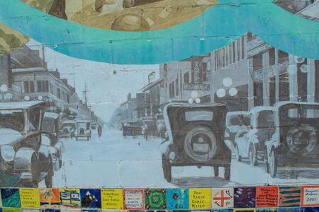 Tampa Bay, Florida. July 12, 2019 Coloful Vintage Mural at Ybor City 1のeditorial素材