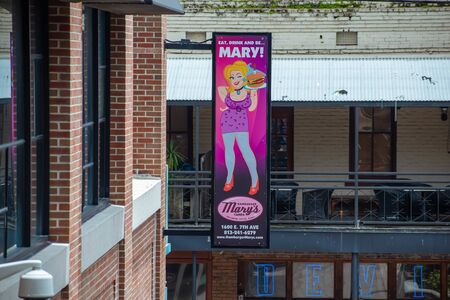 Tampa Bay, Florida. July 12, 2019 Colorful Marys Humberger sign at 7th Ave in Ybor City.のeditorial素材